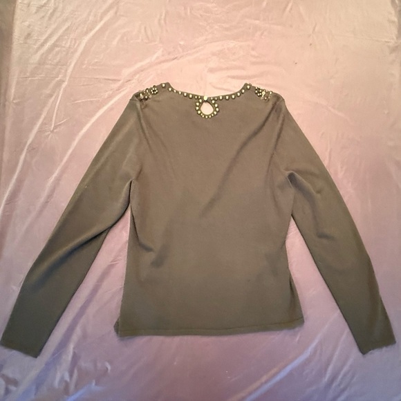 Carlisle Olive Green Embellished scoop neck long sleeve Sweater Size Large $325 - Picture 4 of 9